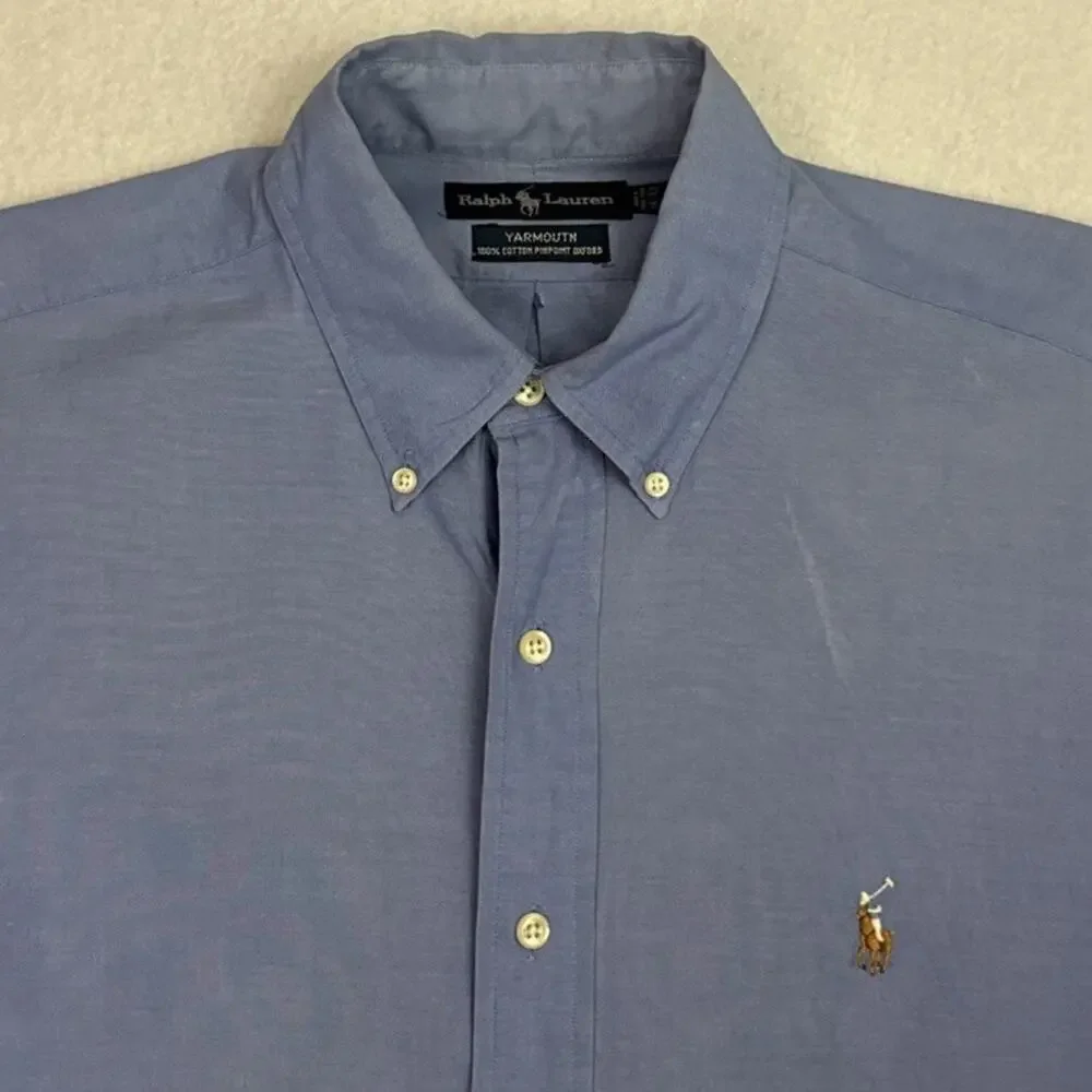 Ralph Lauren Yarmouth Men’s 16-33 Blue Pinpoint Oxford Button Down Shirt
